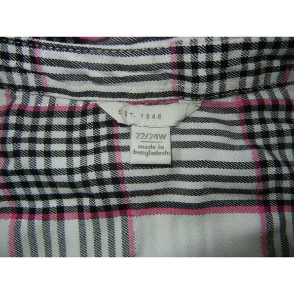 C est 1946 Size 22/24W Plaid Metallic Thread Button Down Ruffle Elastic Sleeve - Picture 5 of 6